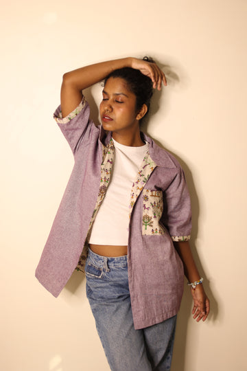 Purple  + Warli UniRev Shirt (Half Sleeves)