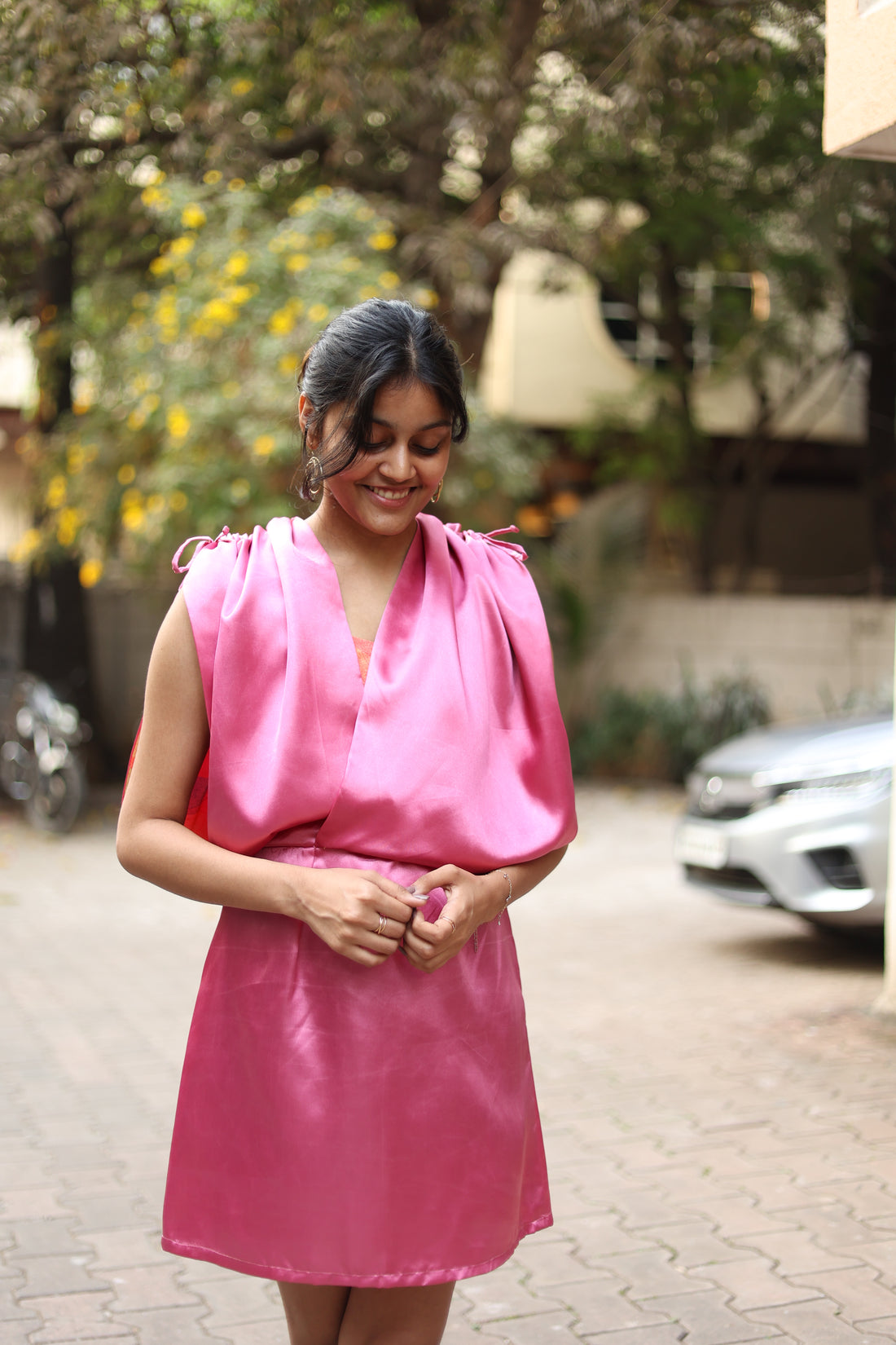 Orange Leaves + Pink - Capa Dress