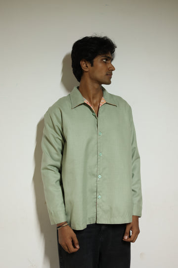 Green + Peach Squares UniRev Shirt (Full Sleeves)