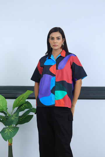 Black Abstract + Blue UniRev Shirt (Half Sleeves)