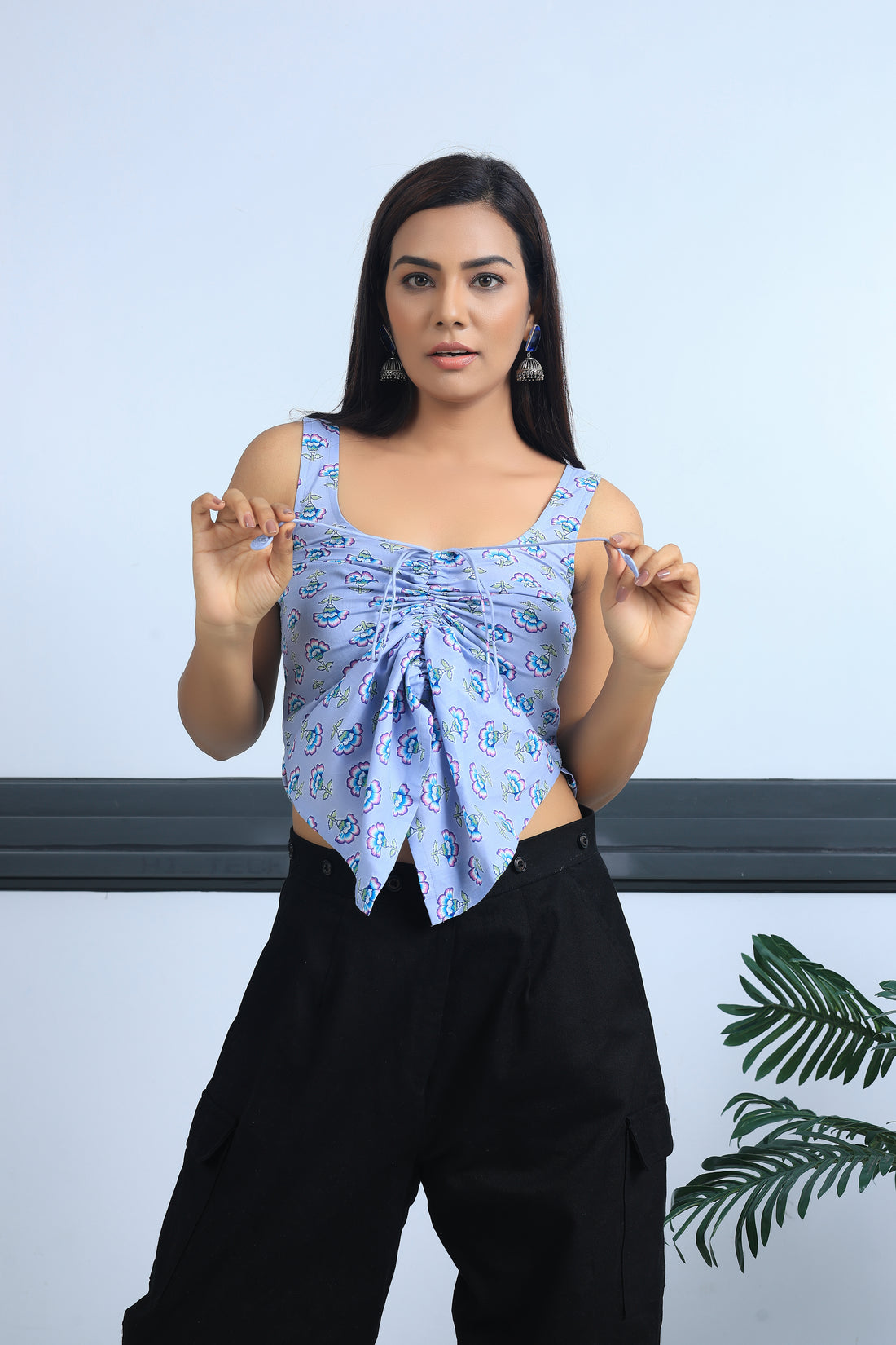 Blue Lotus Print Butterfly Kurti