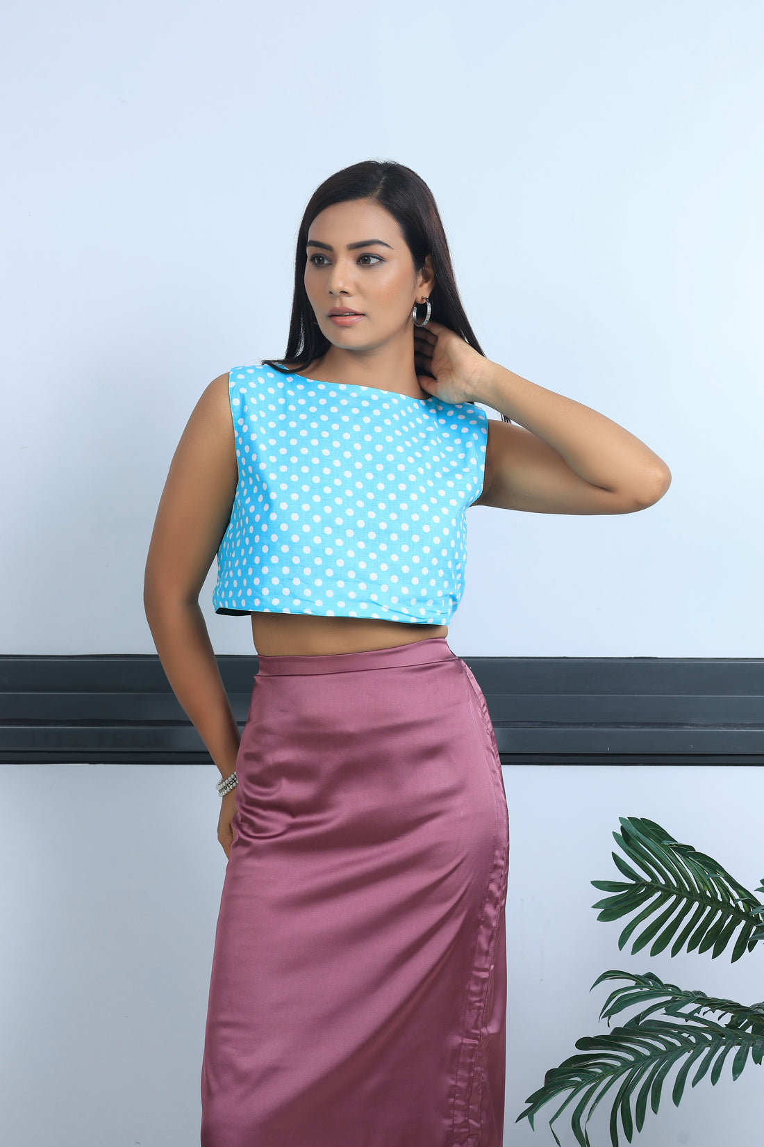Blue Polka Dots + Green Reverse Duet Top