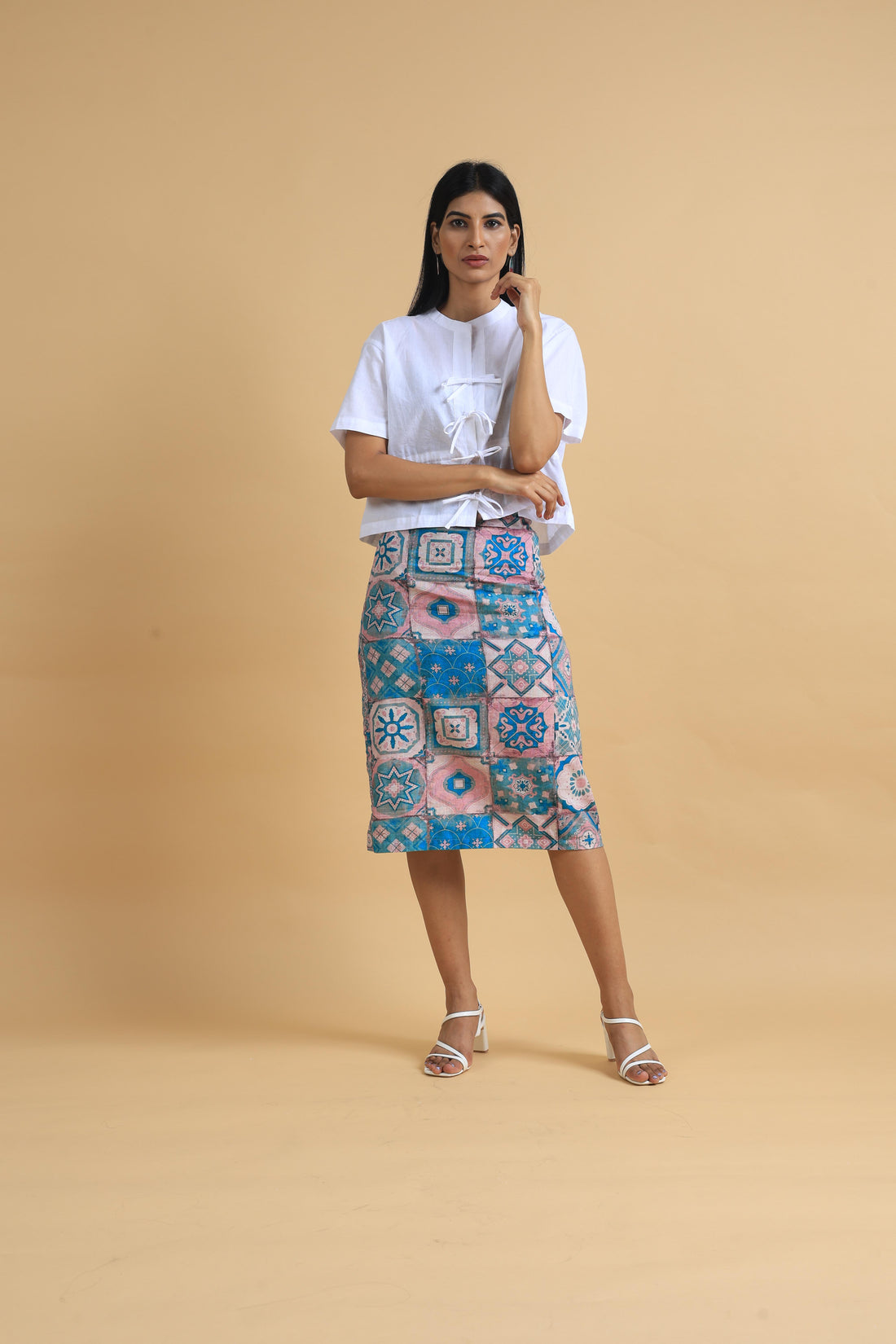 Indowestern Print Triple Threat Skirt - Cotton 3/4