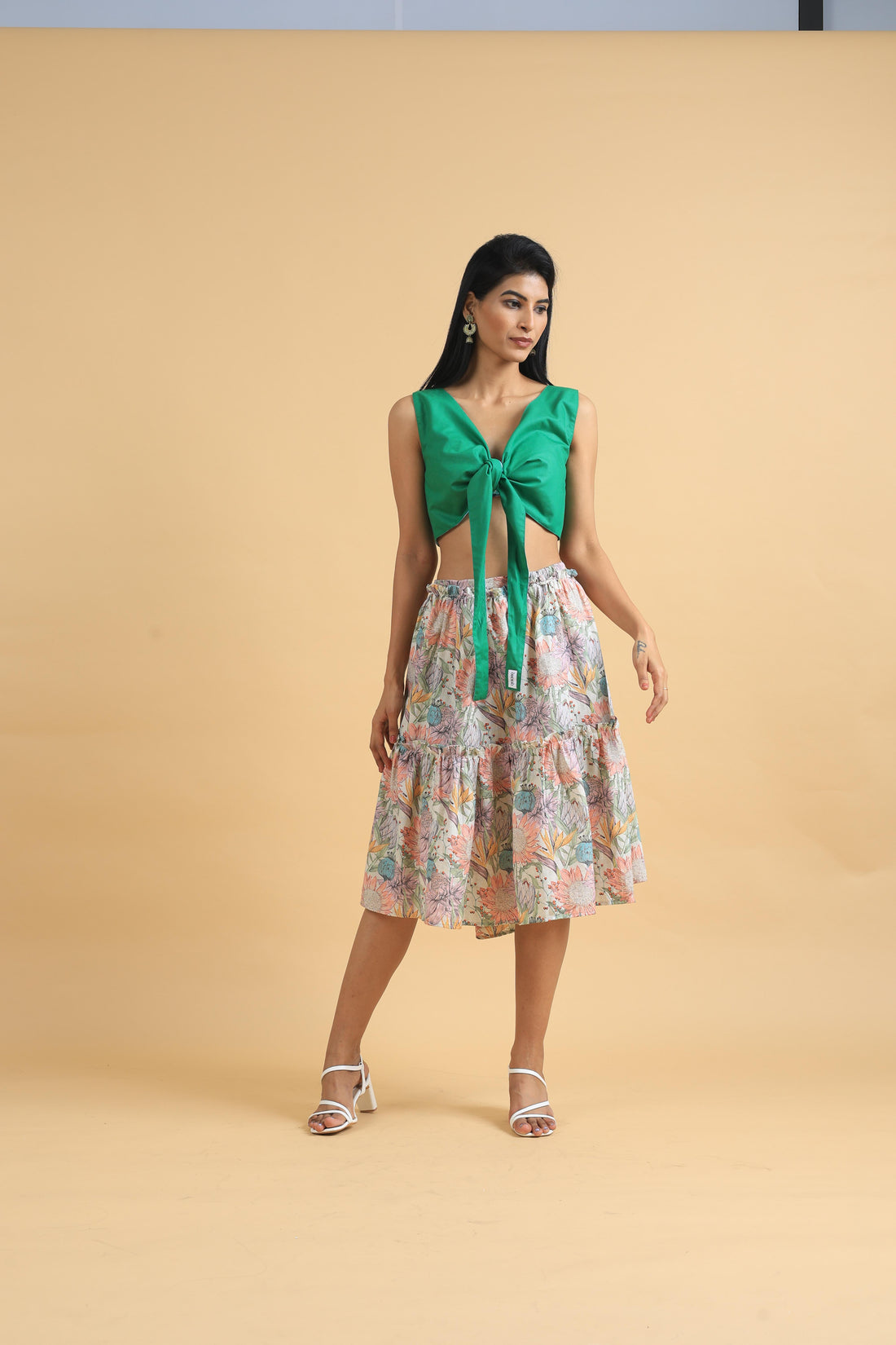 Multicolour Flower Print Cascada Skirt