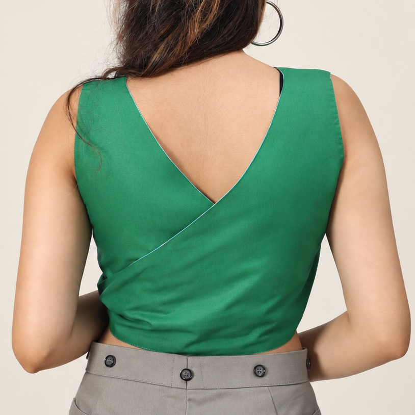 Reverse Duet Top - Polka Dots + Green