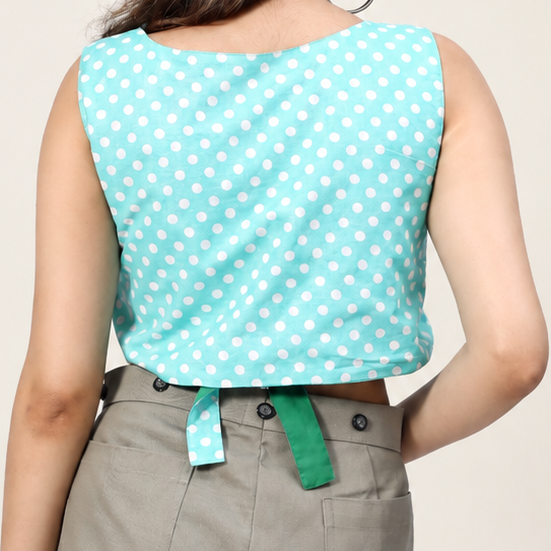 Reverse Duet Top - Polka Dots + Green