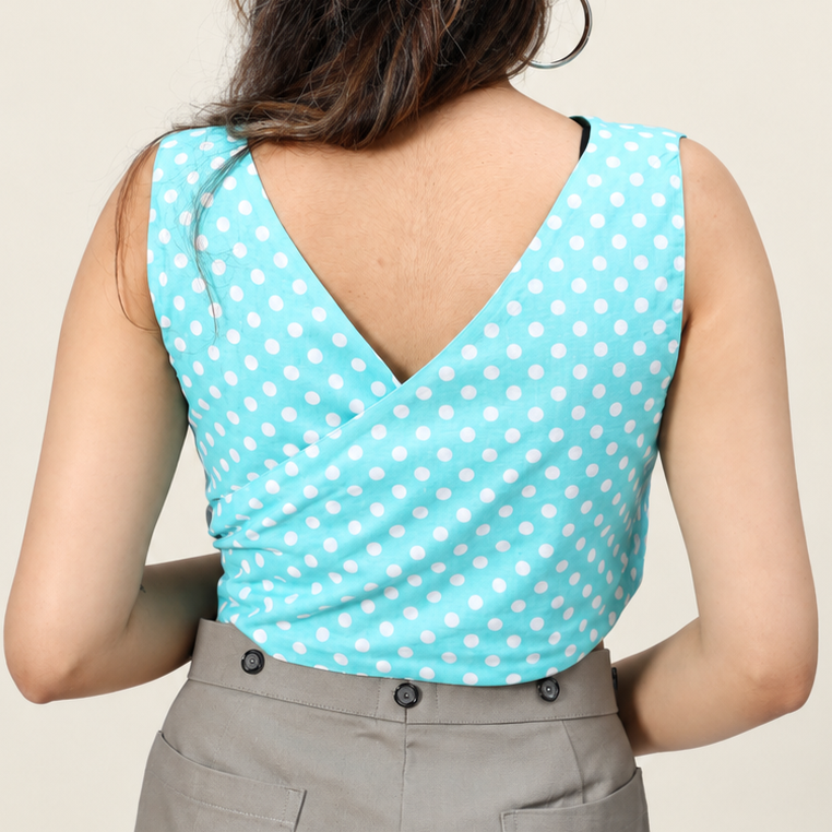 Reverse Duet Top - Polka Dots + Green