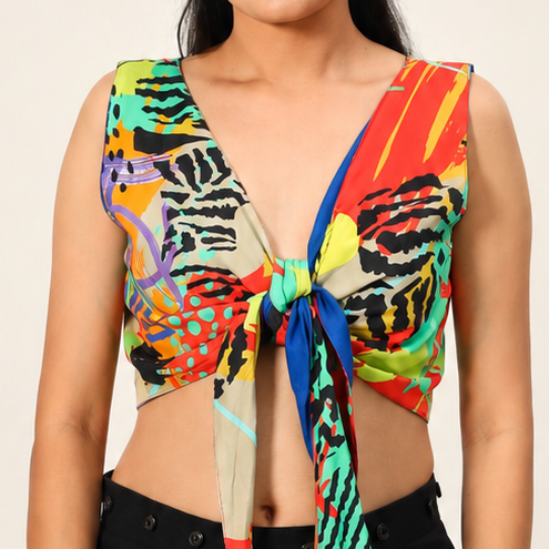 Reverse Duet Top - Kaleidoscope + Blue