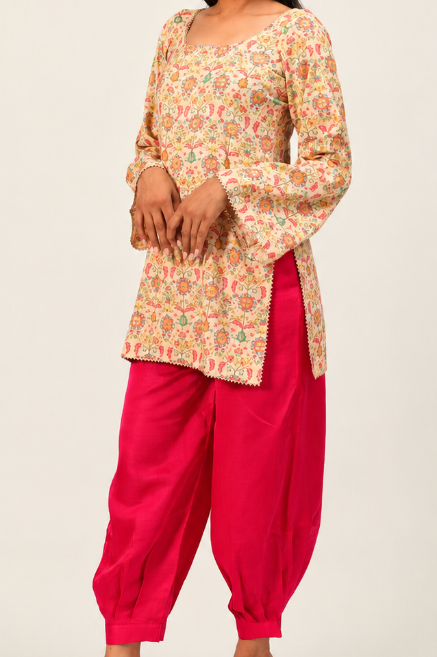 Butterfly Kurti Set - Pink Hues