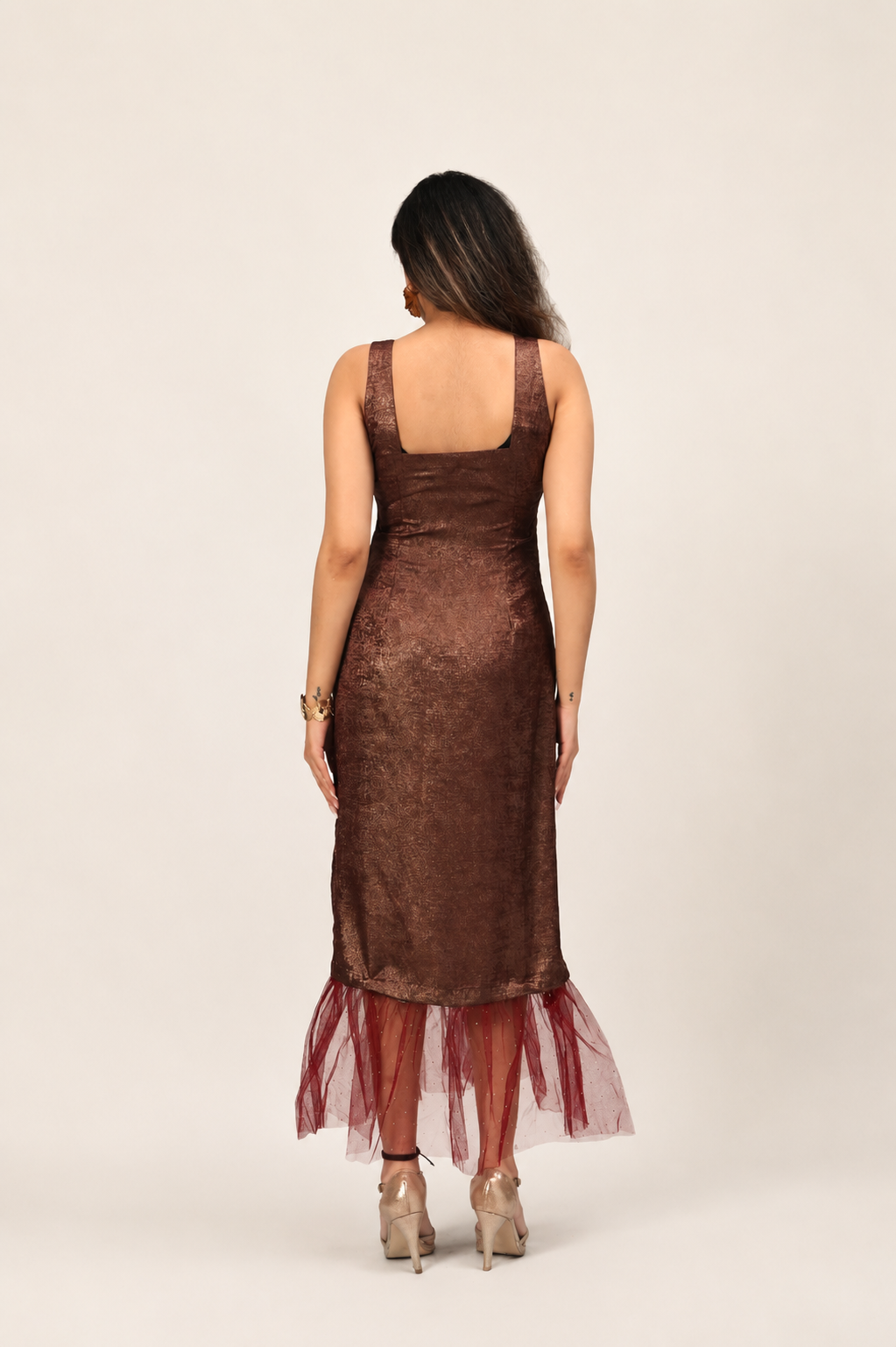 Flounce Dress - Gilded Crimson