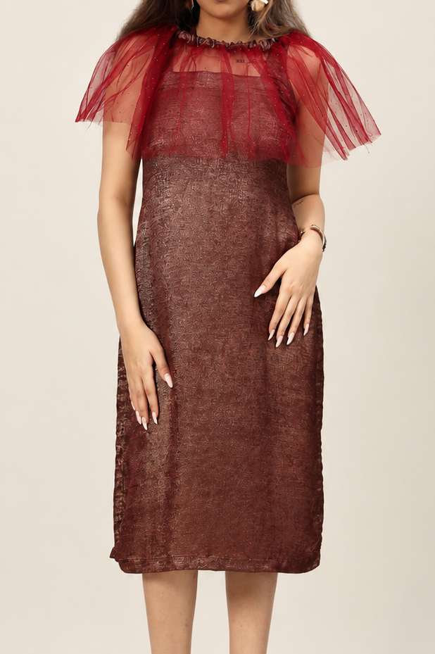 Flounce Dress - Gilded Crimson