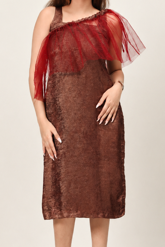 Flounce Dress - Gilded Crimson
