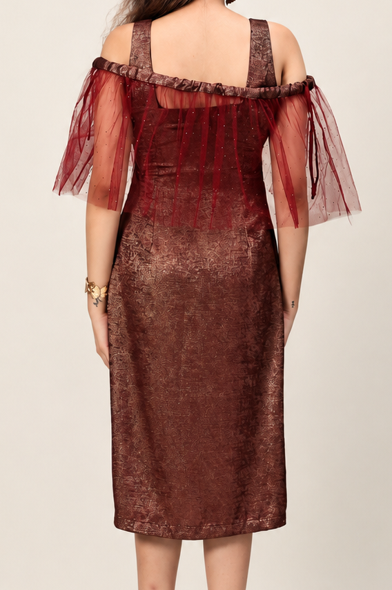 Flounce Dress - Gilded Crimson