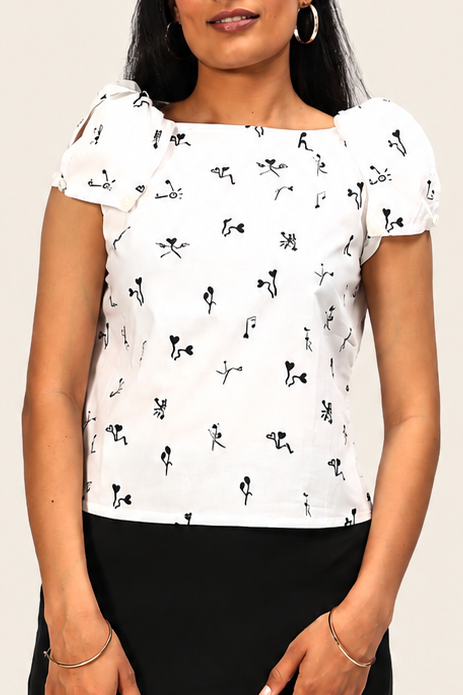 Fold-Way Top - Black & White