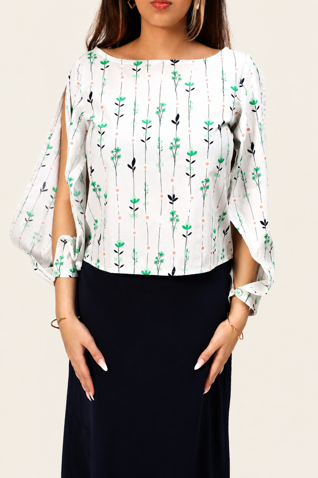 Fold-Way Top - Palm Tree Stripes
