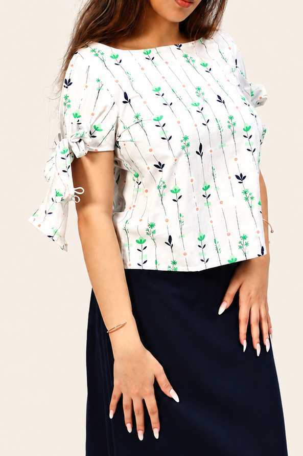 Fold-Way Top - Palm Tree Stripes