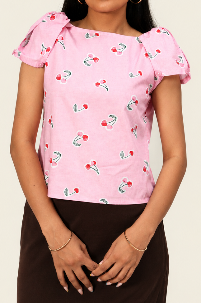 Fold-Way Top- Pink Cherry