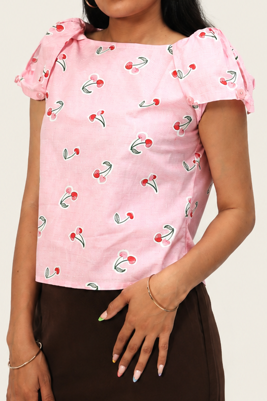 Fold-Way Top- Pink Cherry