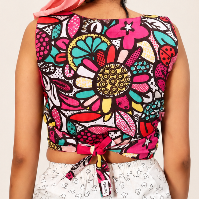 Reverse Duet Top - Floral + Pink