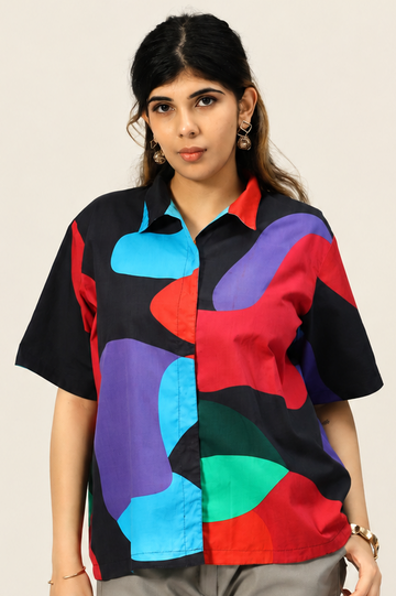 UniRev Shirt - Black Abstract + Blue