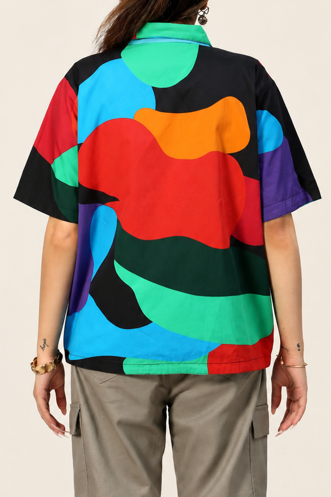 UniRev Shirt - Black Abstract + Blue