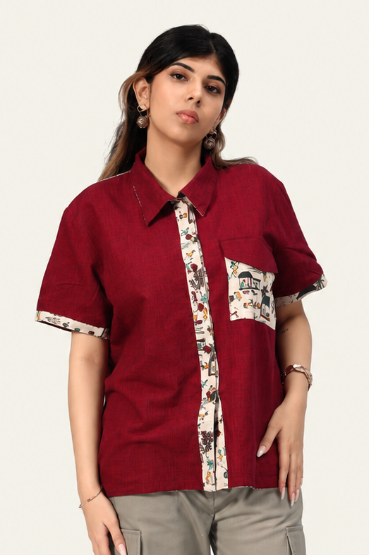 UniRev Shirt - Warli + Maroon
