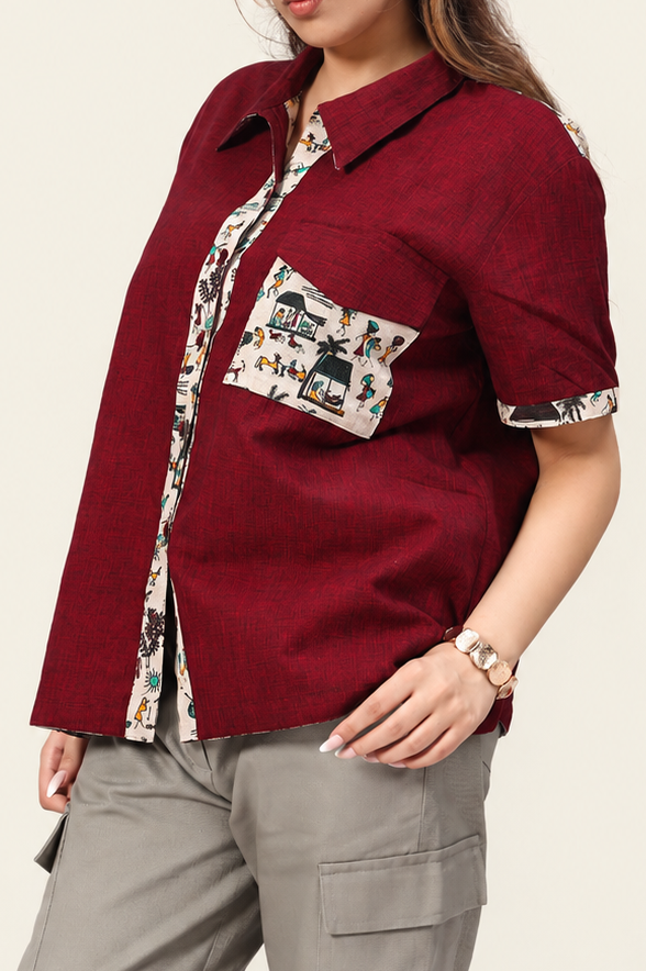 UniRev Shirt - Warli + Maroon