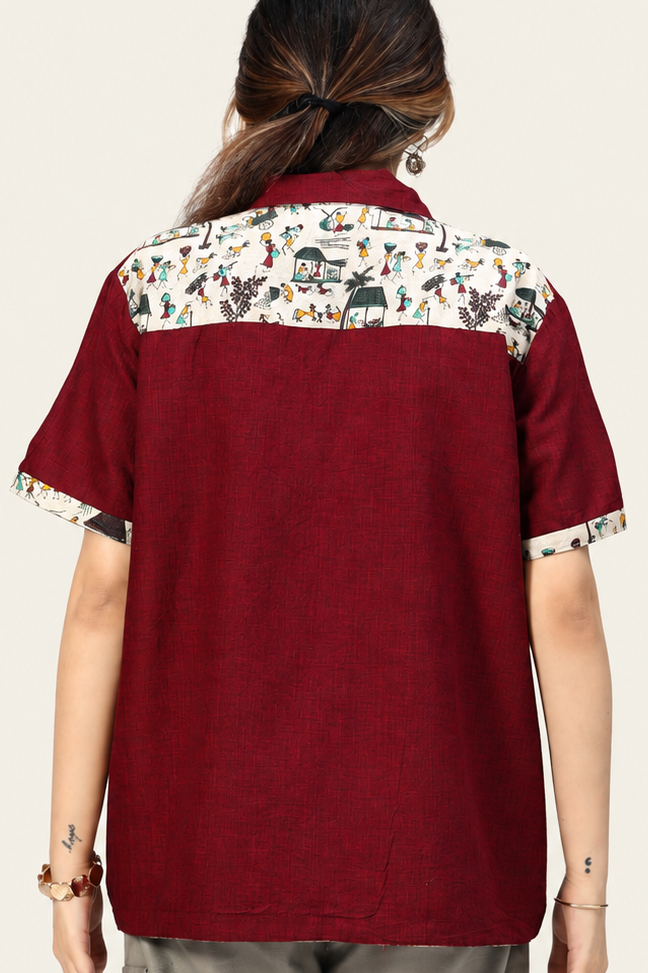 UniRev Shirt - Warli + Maroon