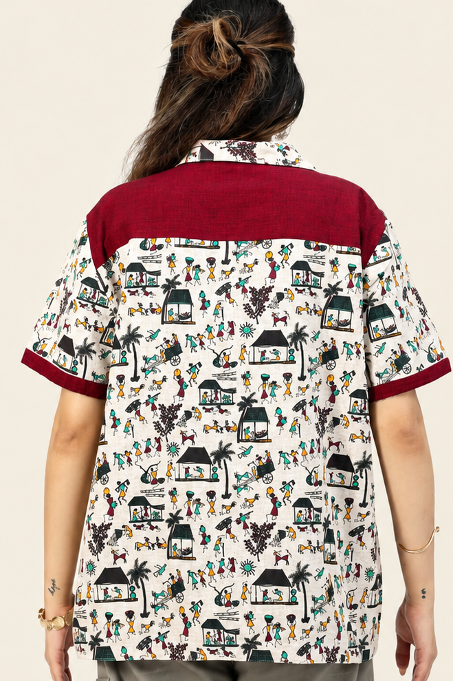 UniRev Shirt - Warli + Maroon