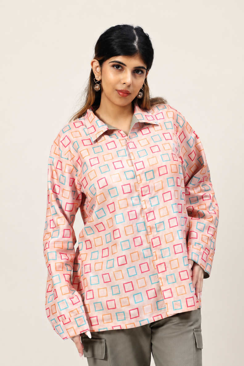 UniRev Shirt - Peach Tiles + Sage