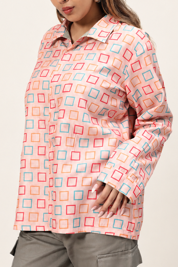 UniRev Shirt - Peach Tiles + Sage
