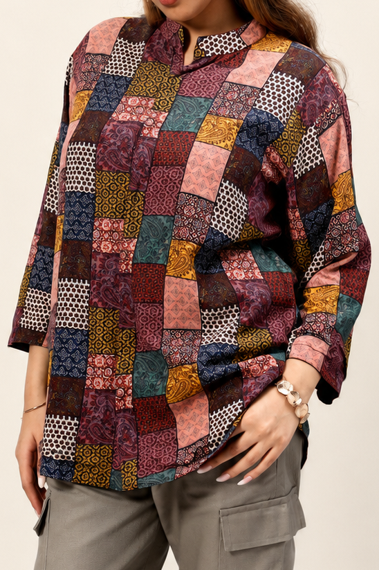 Maroon + Boho UniRev Shirt (3/4 Sleeves)