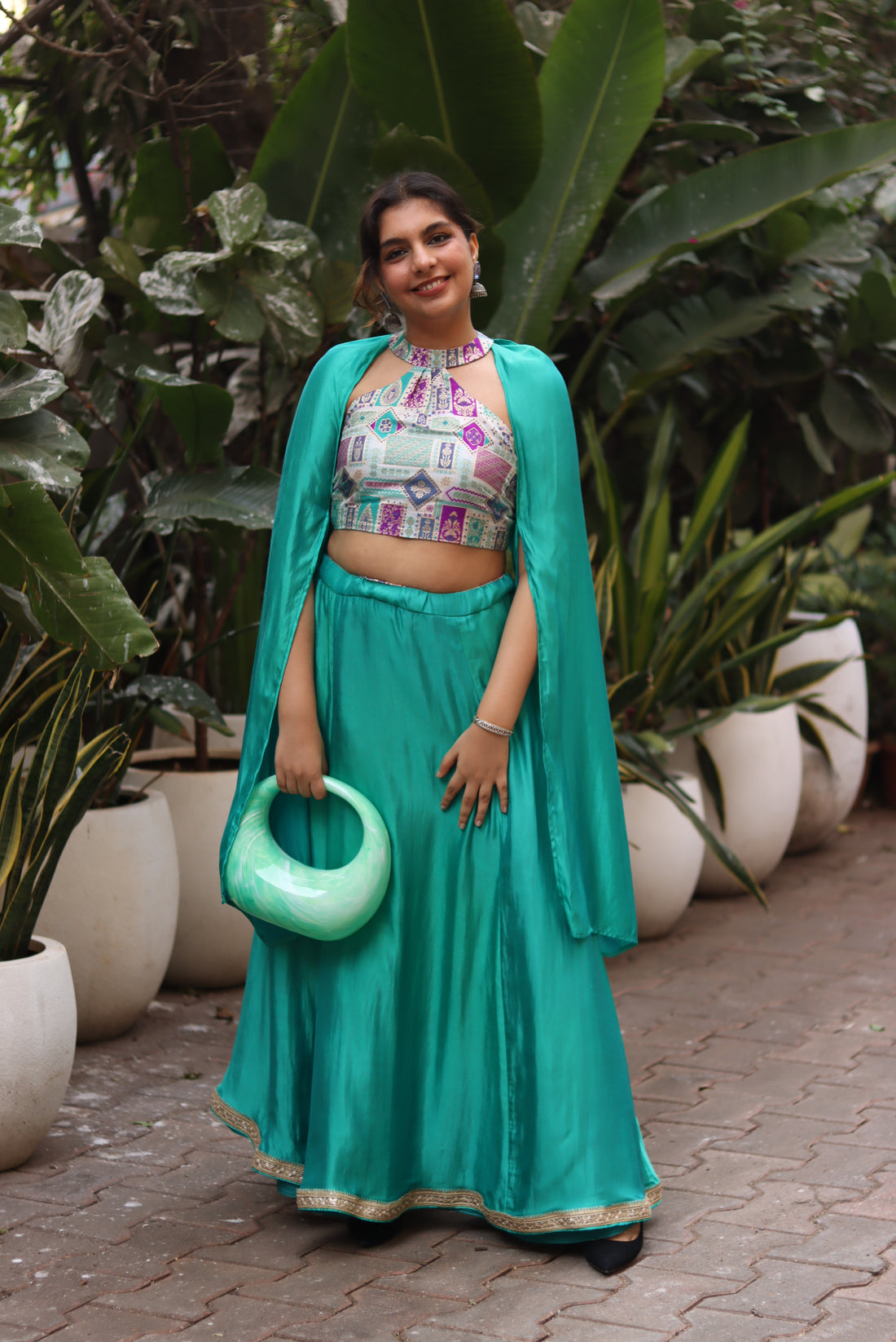 White + Turquioise Anek Lehenga