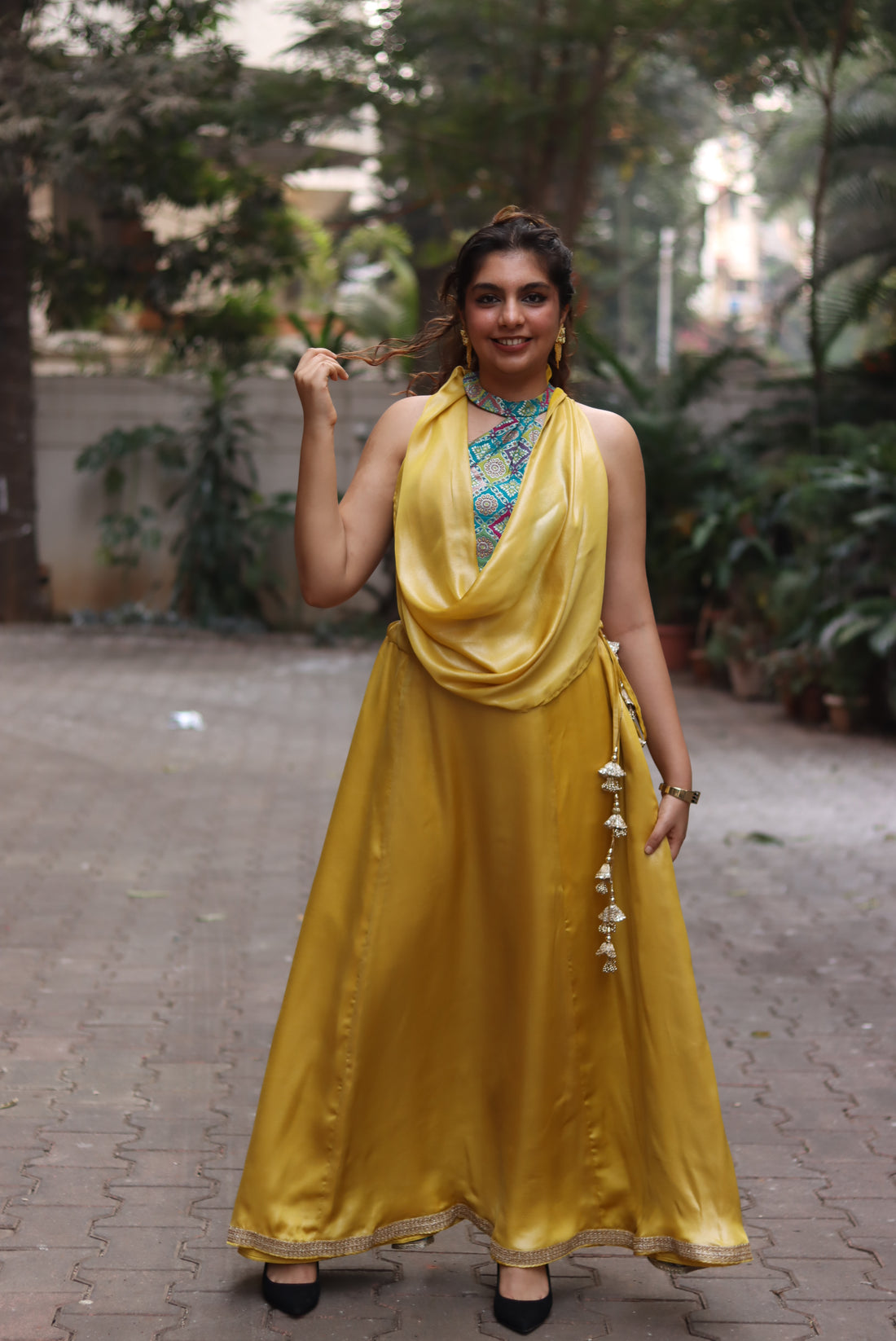 Peacock Green + Yellow Anek Lehenga