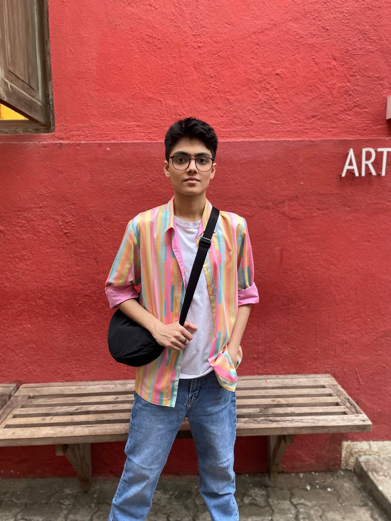 Multicoloured Stripes + Pink UniRev Shirt (Full Sleeves)