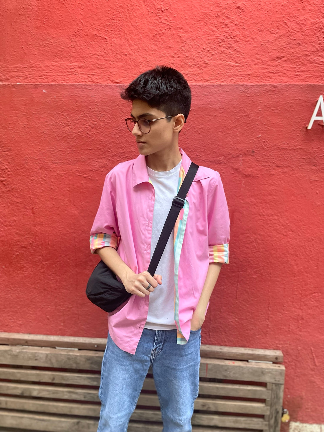 Multicoloured Stripes + Pink UniRev Shirt (Full Sleeves)