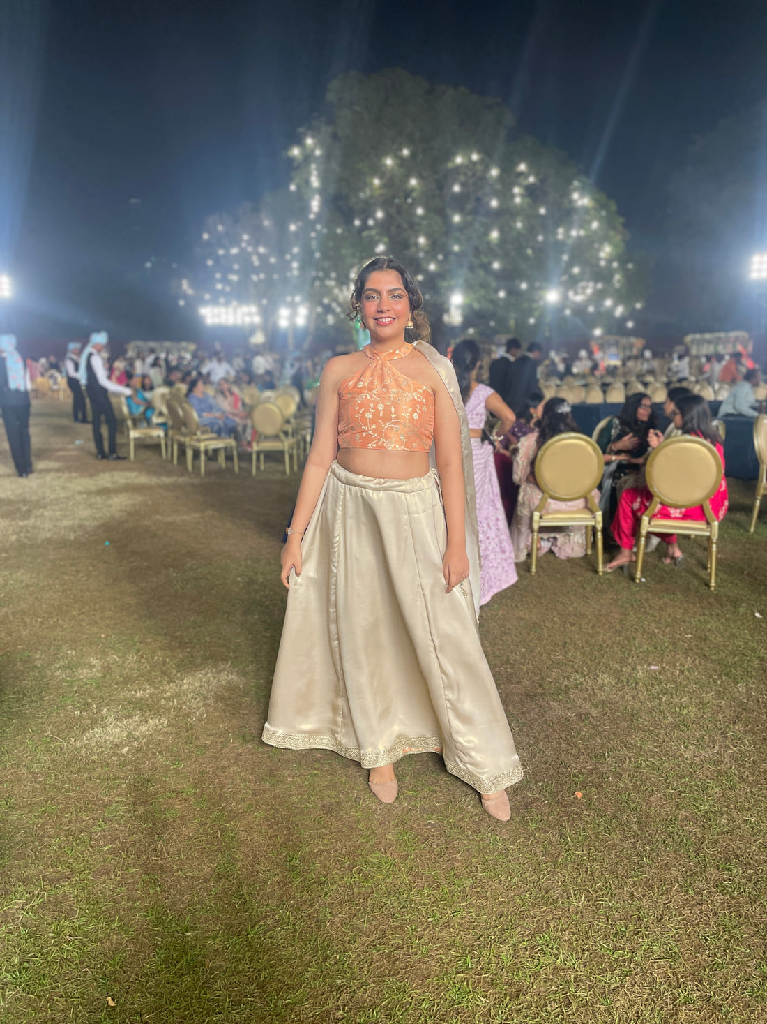 Peach + Gold Anek Lehenga