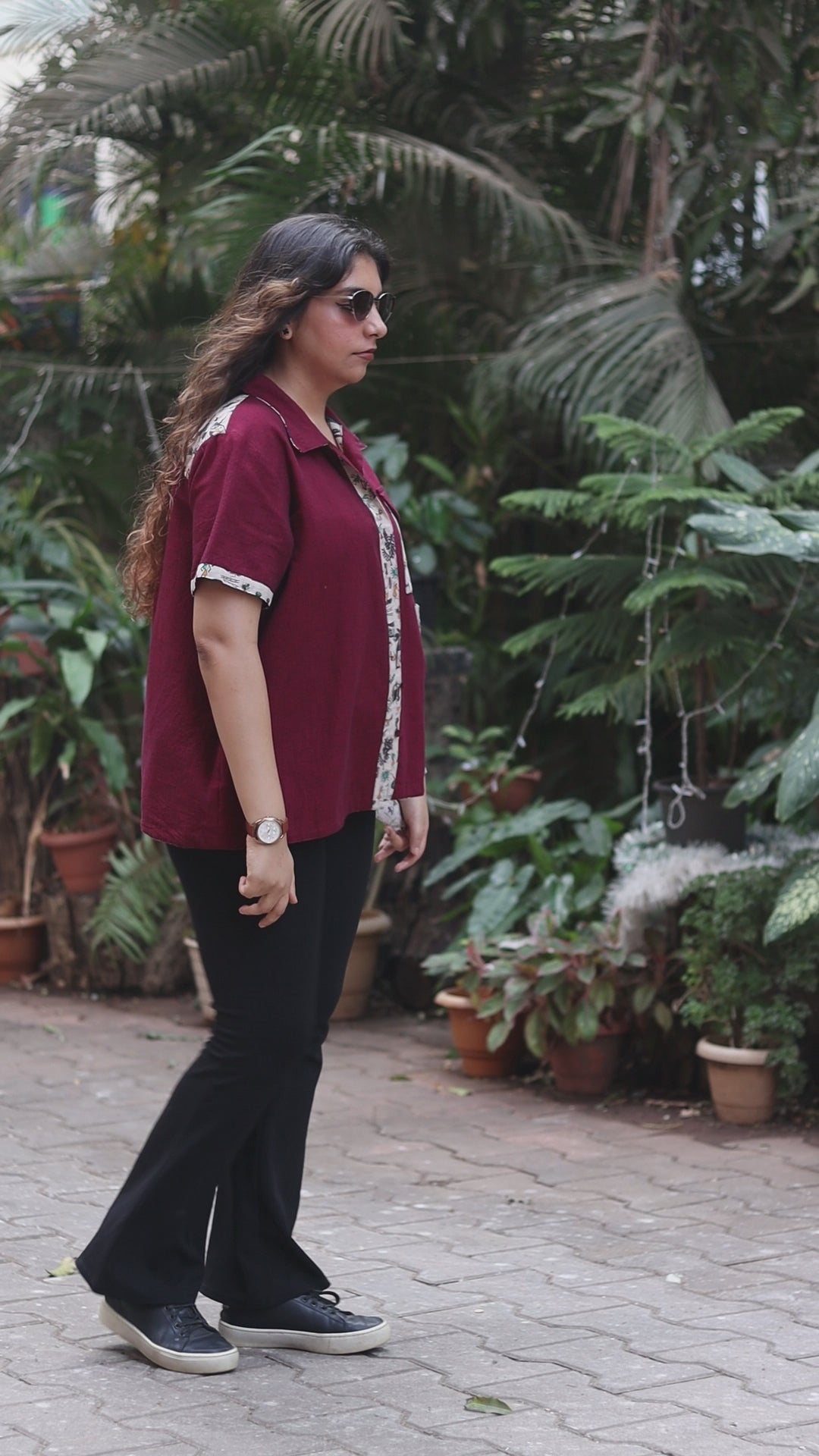Warli + Maroon UniRev Shirt (Half Sleeves)