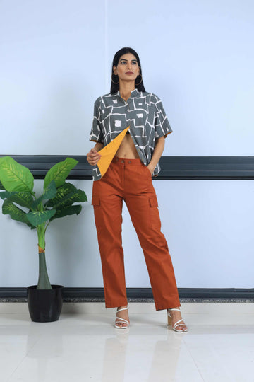 UniRev Shirt - Mustard + Grey Box Print